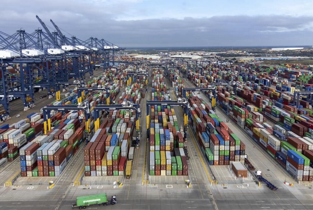 Shipping containers in England port